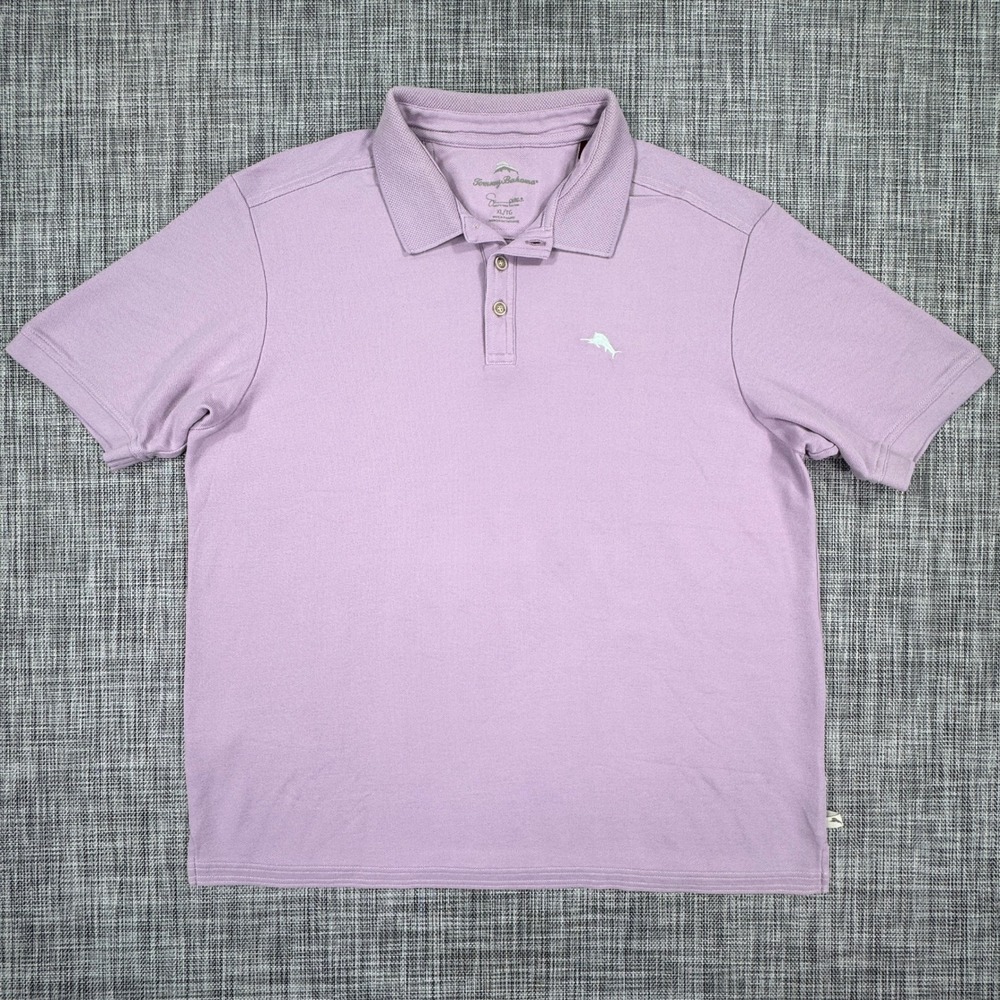Tommy Bahama Men's Emfielder Polo XL Purple Supima Cotton Island Zone Golf